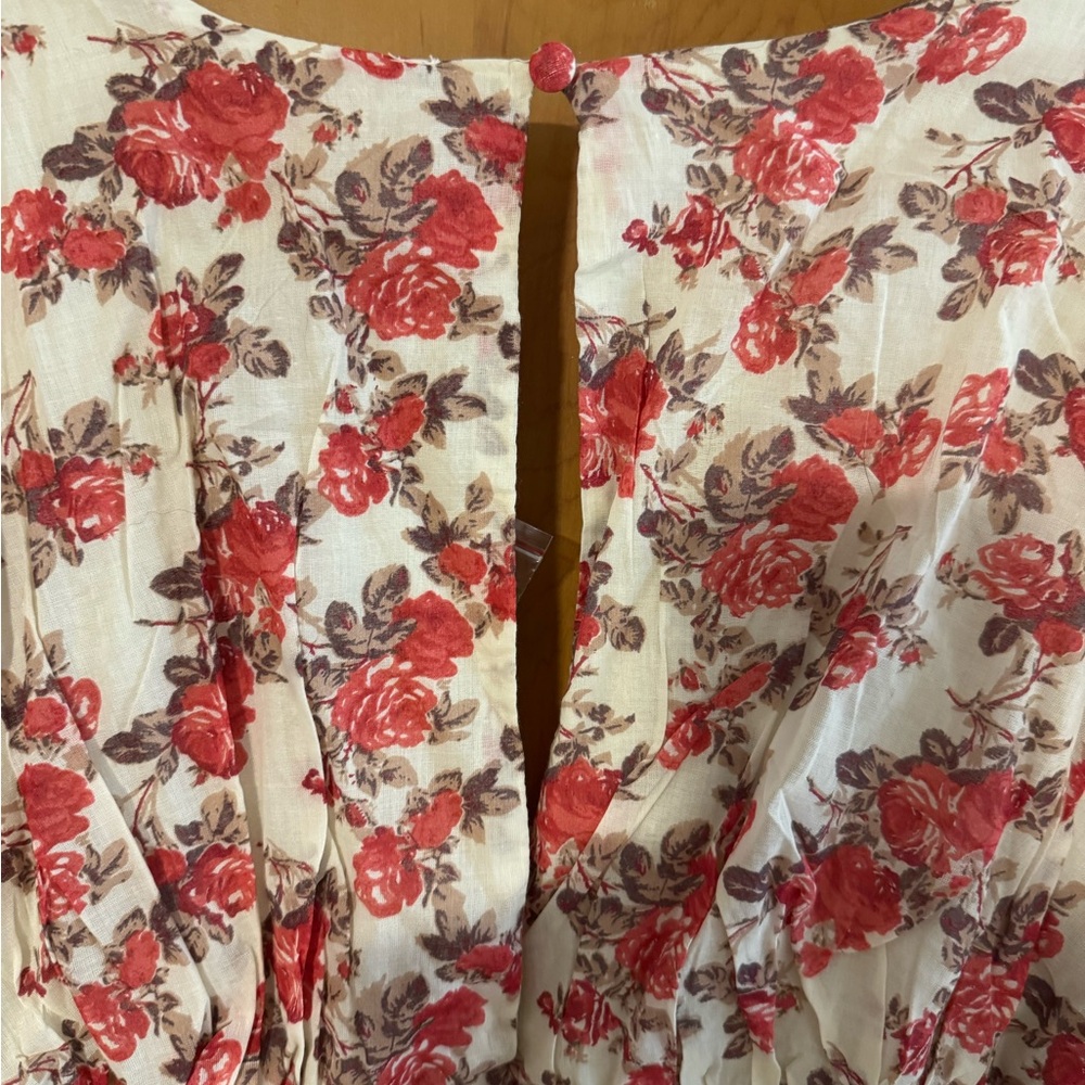 Free People Floral Long Sleeve Dress - Red and Cream - Picture 4 of 4